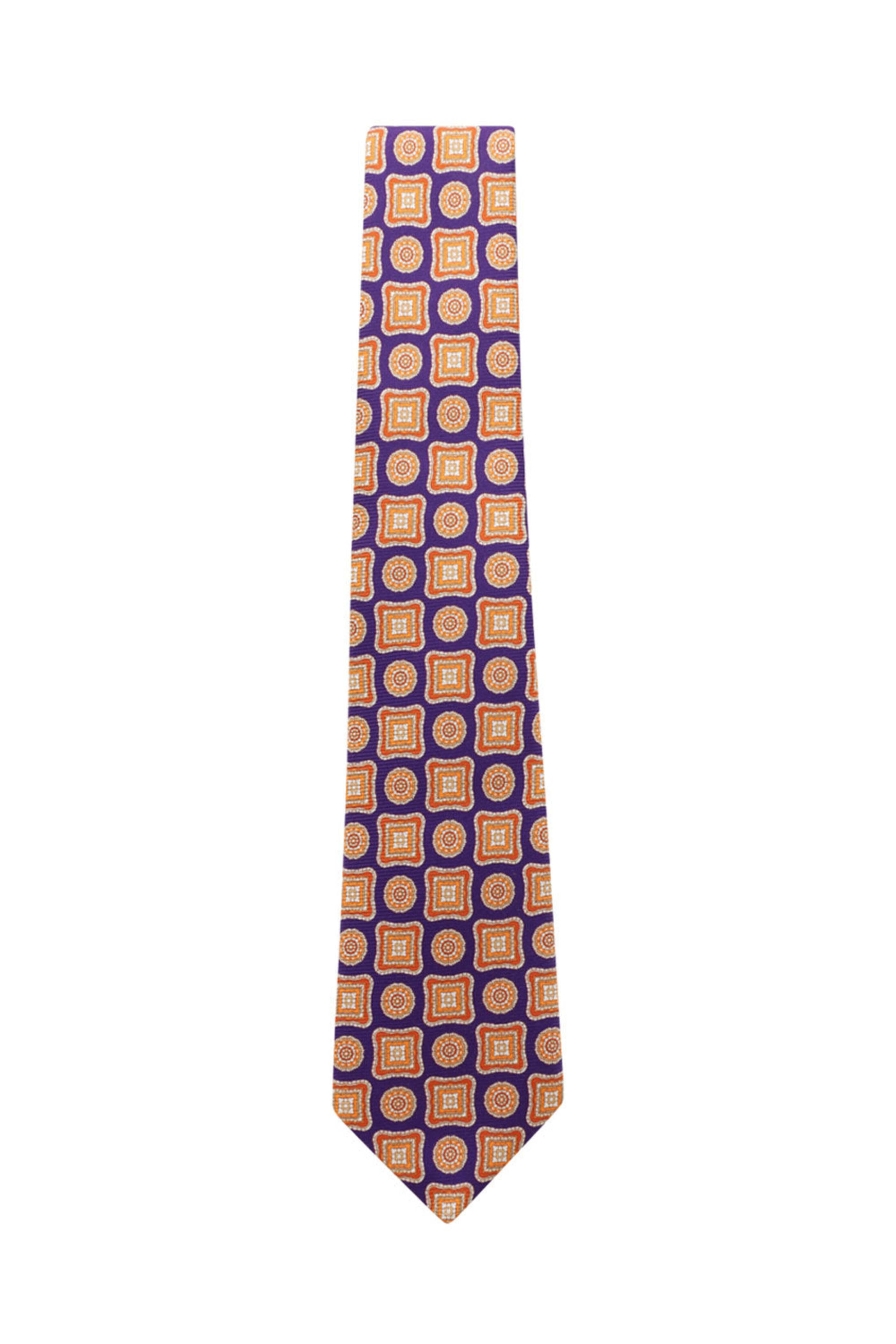 Kiton - Purple and Orange Medallion Tie