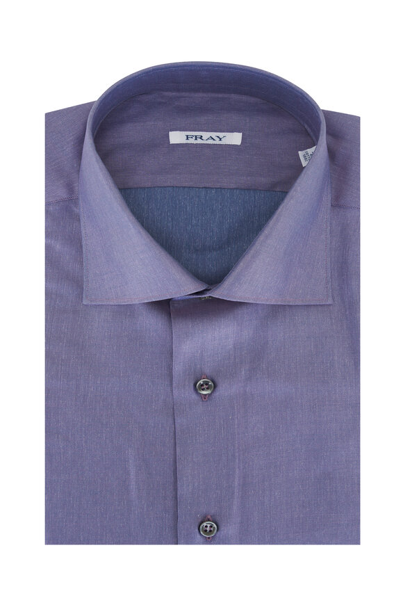 Fray - Solid Purple Cotton Dress Shirt