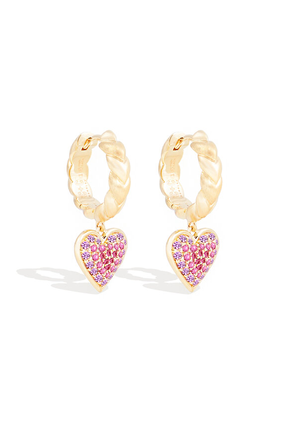 Campbell + Charlotte 14k Yellow Gold Juju Heart Charm Huggies - view 2