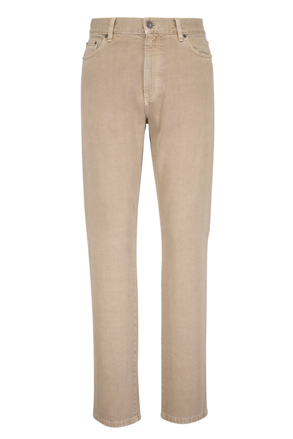 Zegna Light Taupe Pure Cotton Five Pocket Pant - view 1