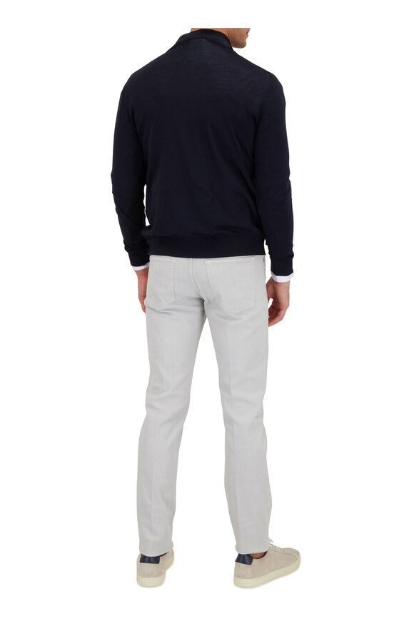 Kiton - Navy Wool Quarter Zip Pullover