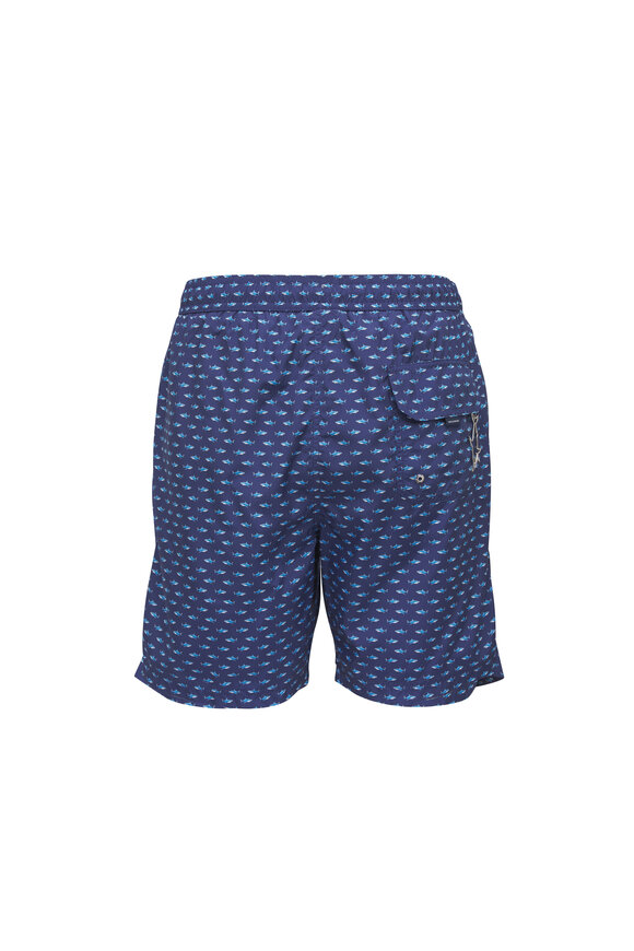 Paul & Shark Blue Shark Print Swim Trunks - view 3