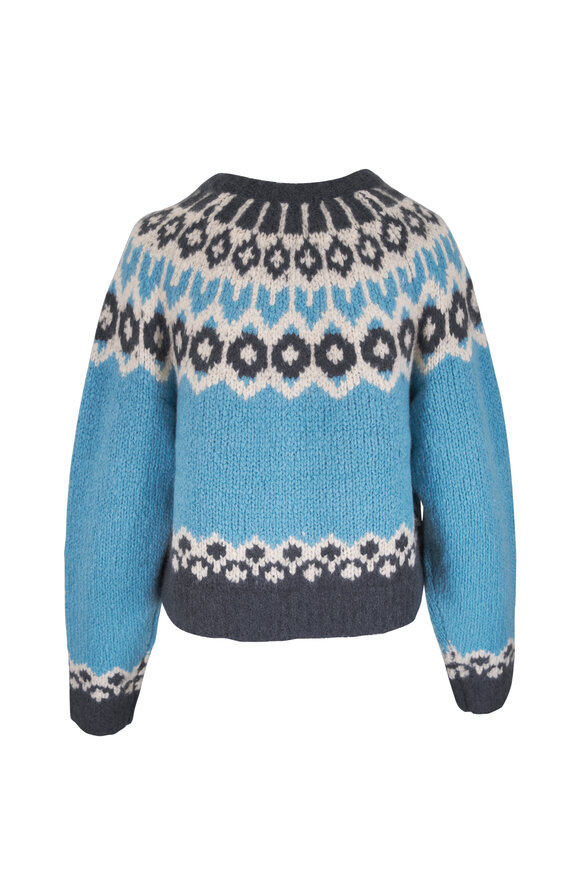Nili Lotan Isaline Blue Fair Isle Cashmere & Silk Sweater - view 2