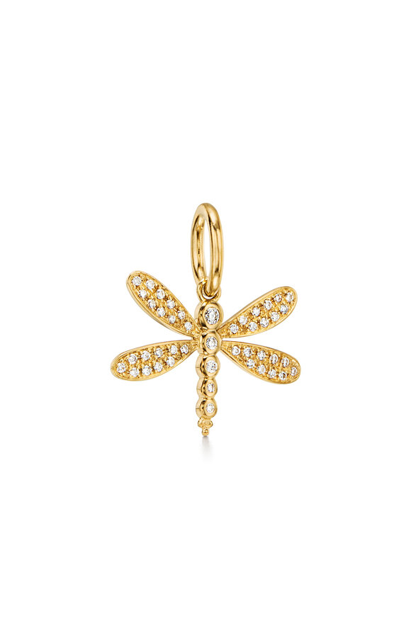 Temple St. Clair - 18K Yellow Gold Pavé Dragonfly Charm