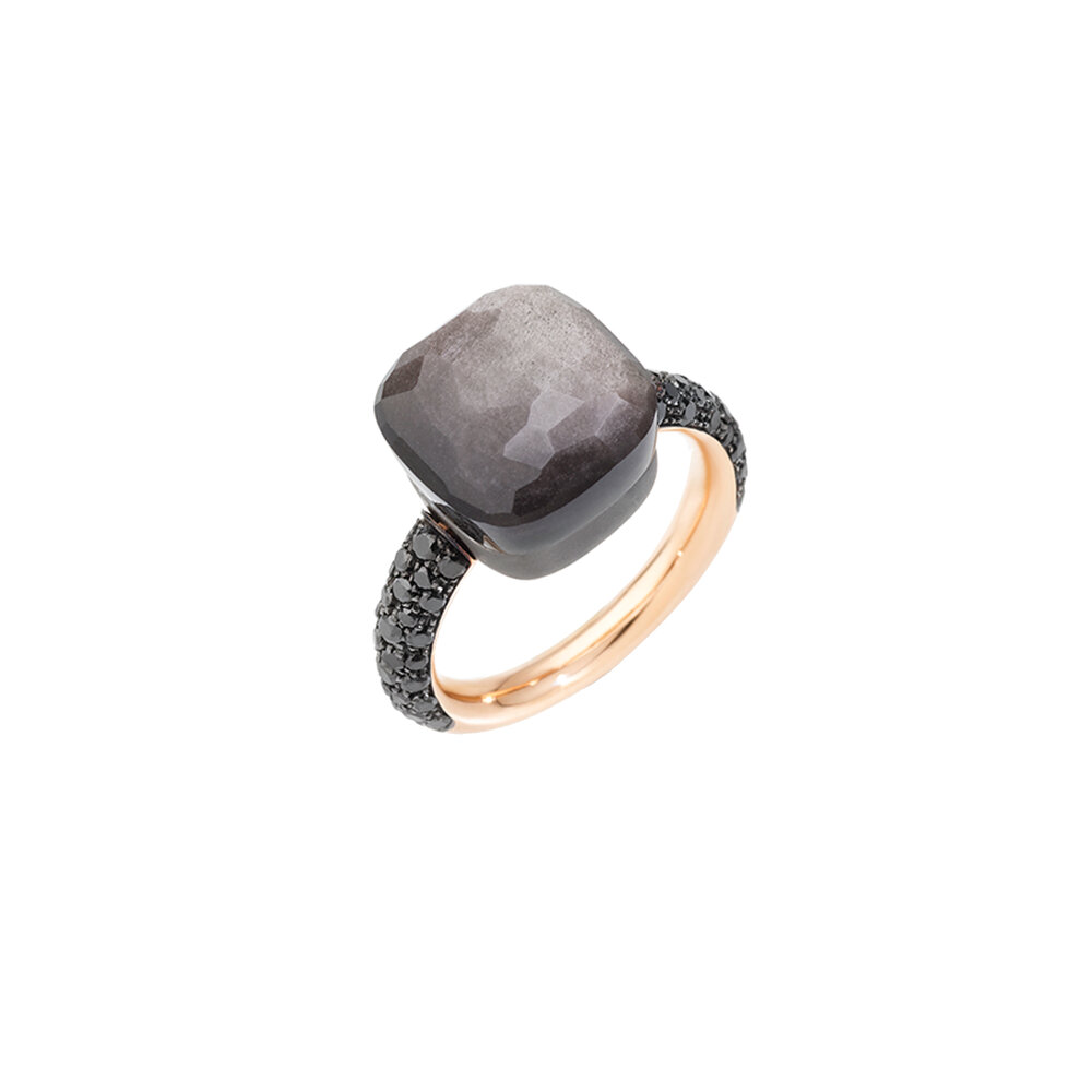 Pomellato - 18K Rose Gold Nudo Obsidian & Diamond Maxi Ring