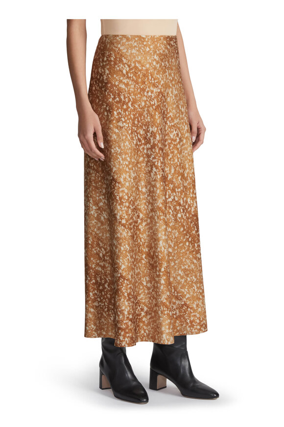 Lafayette 148 New York - Bias Cut Camel Flared Silk Maxi Skirt 