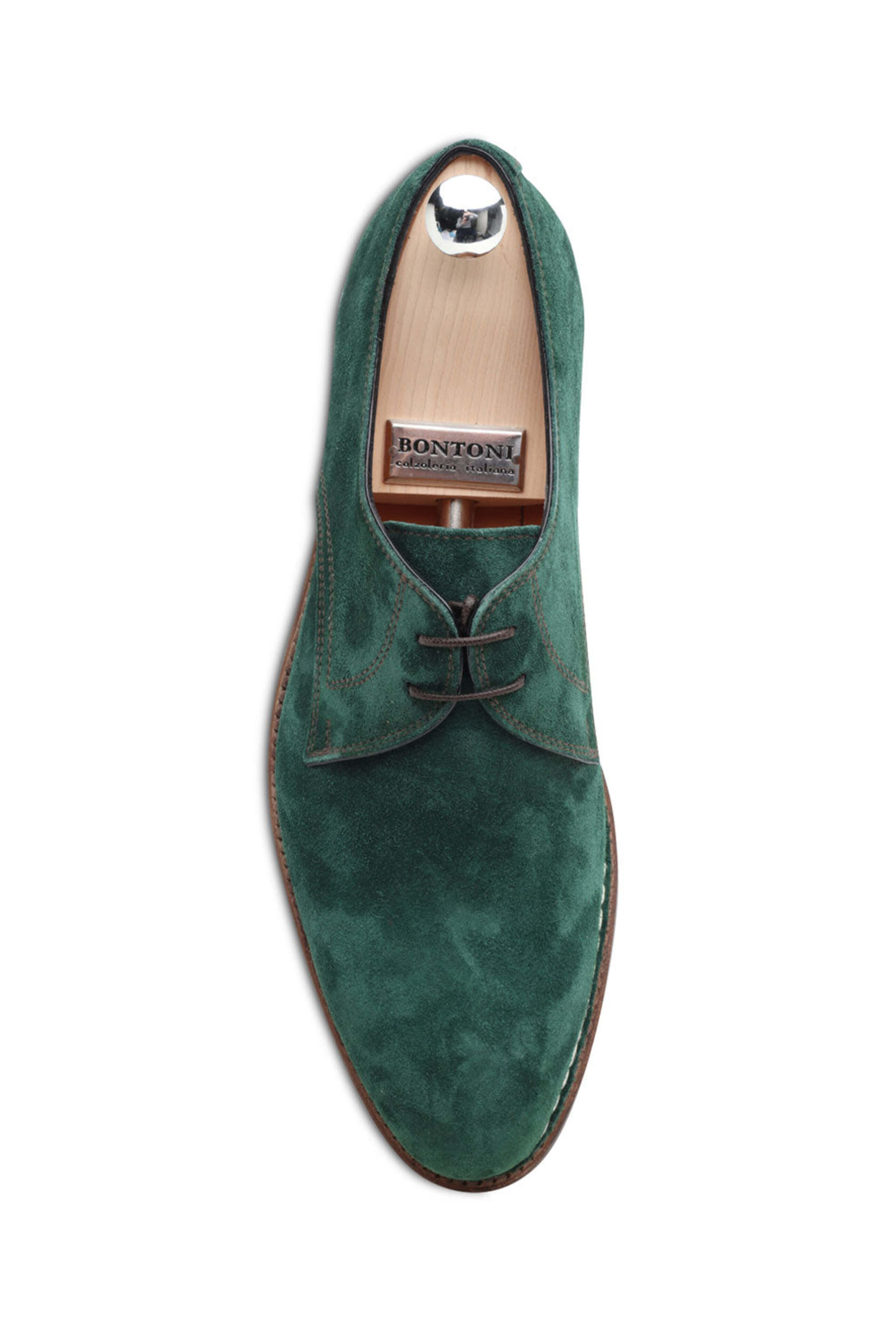 Bontoni - Suede Casual Lace-up in Bottle Green | Mitchell Stores