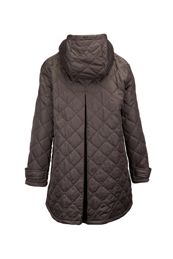 Herno Sateen Charcoal Gray Hi-Low Quilted Jacket - view 2