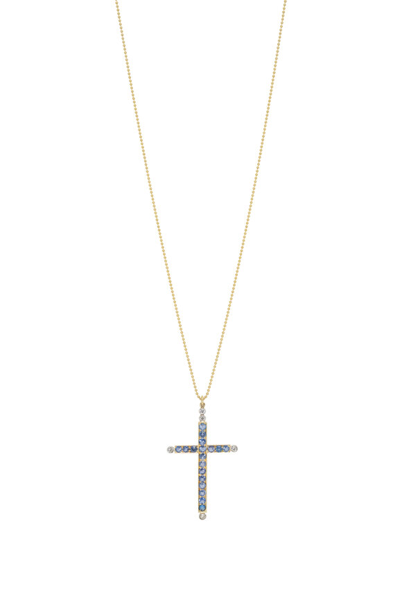 Renee Lewis Sapphire & Diamond Cross Necklace