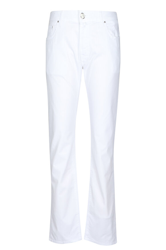 Jacob Cohen  Bard White Denim Five Pocket Pant