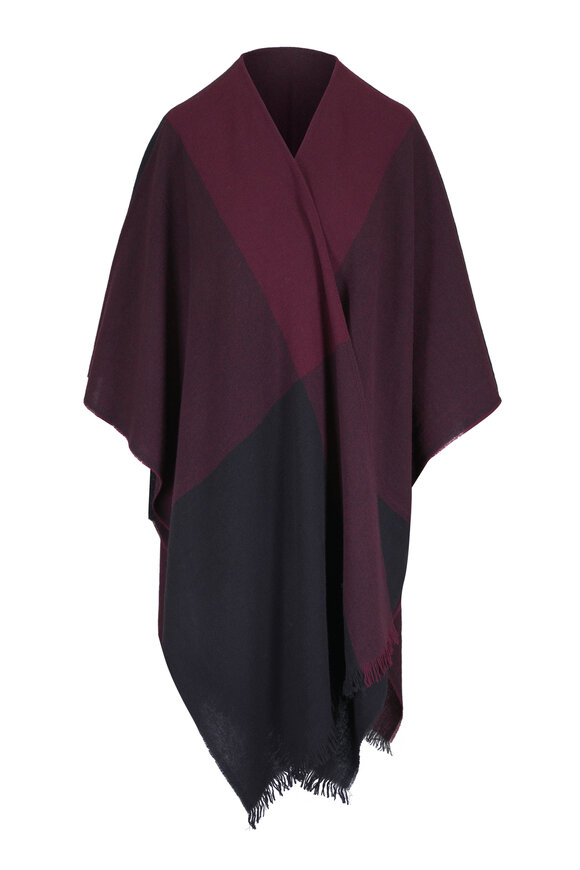 Akris Burgundy & Black Cashmere Cape Scarf - view 1