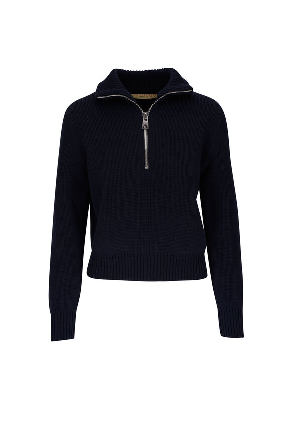 Bottega Veneta - Abyss Blue Wool Quarter-Zip Sweater 