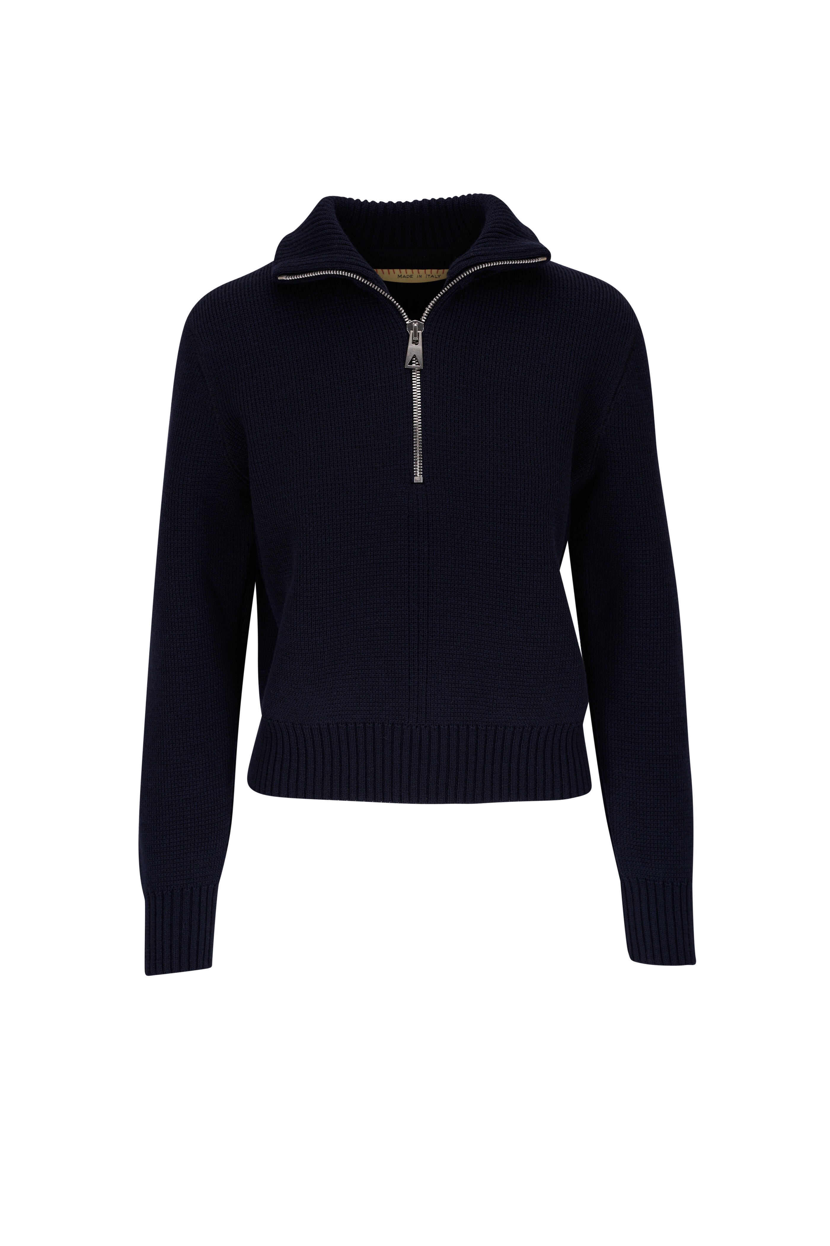 Bottega Veneta - Abyss Blue Wool Quarter-Zip Sweater