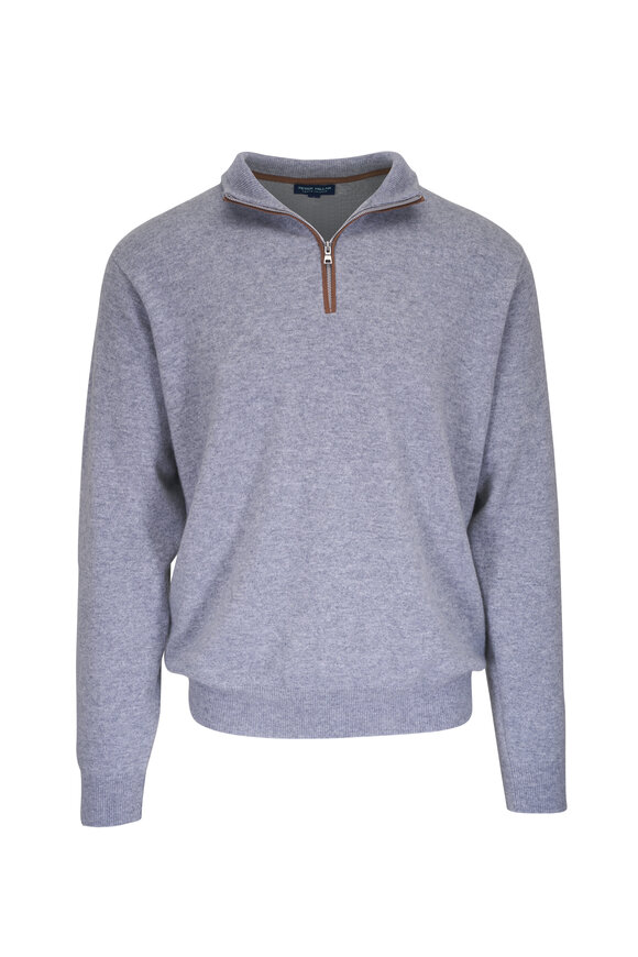 Peter Millar Gale Gray Cashmere Flex Quarter Zip Pullover