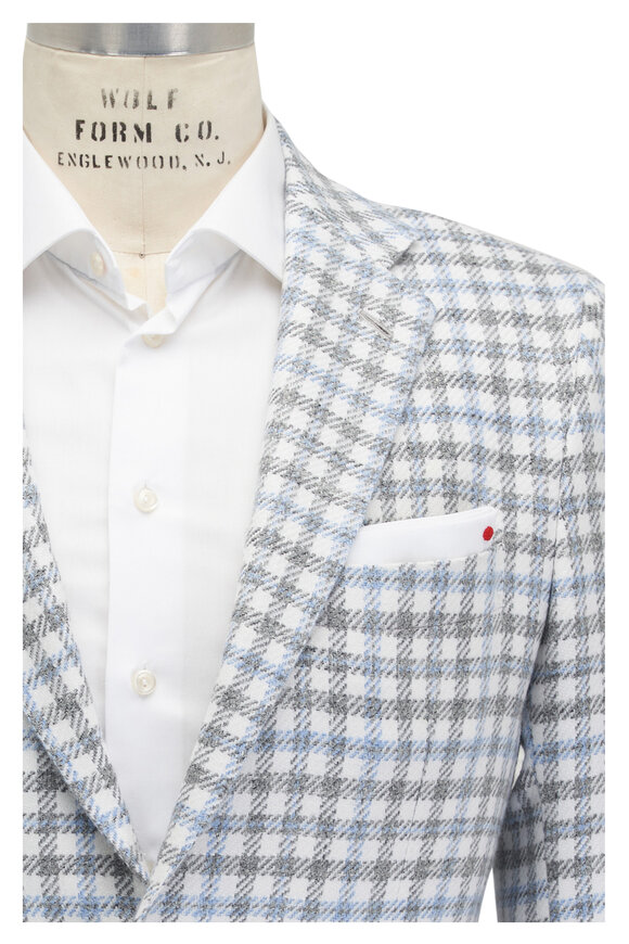 Kiton - Blue, Gray & White Check Sportcoat