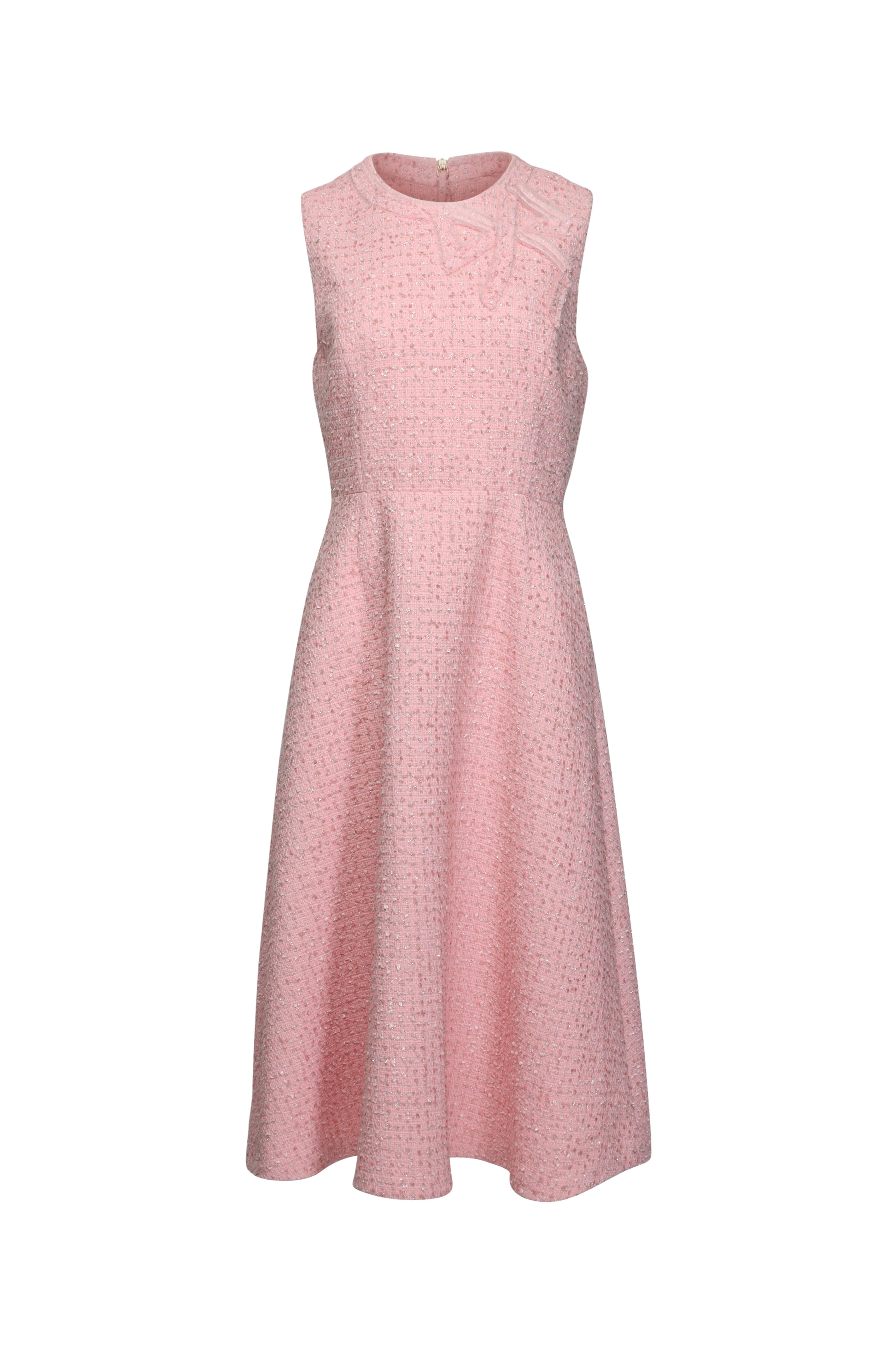 Carolina Herrera - Pink Tweed Sleeveless Aline Midi Dress