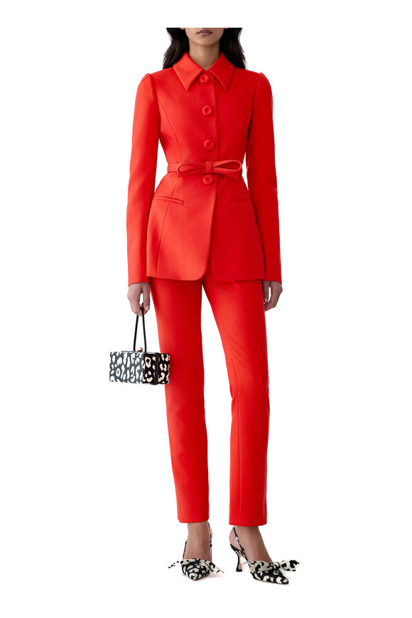 Carolina Herrera Chili Red Point Collar Jacket - view 2