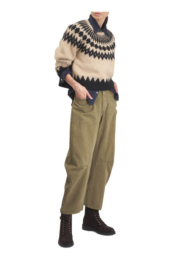 Nili Lotan Shon Olive Green Curved Pant - view 4