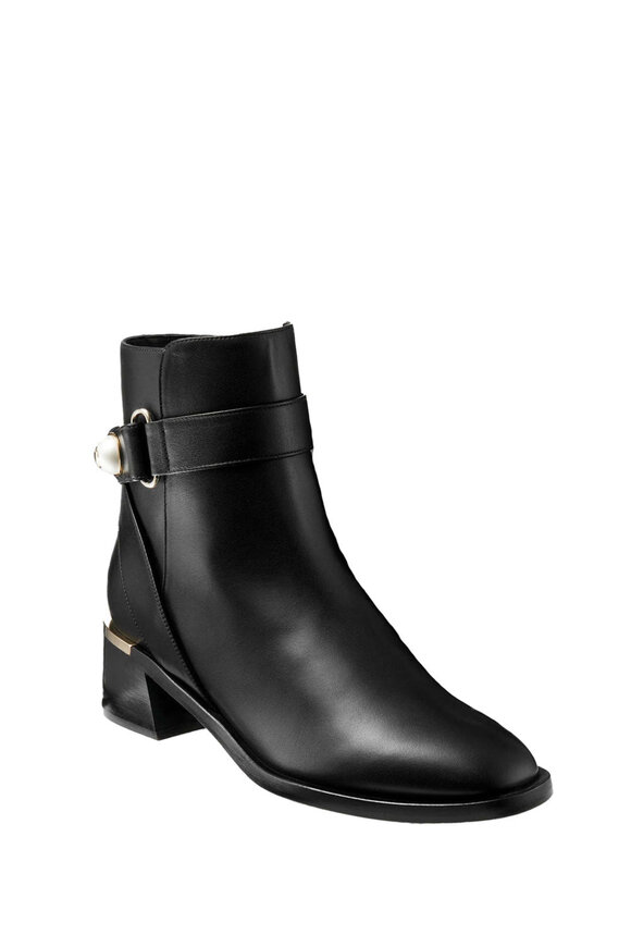 Jimmy Choo Noor Black Leather Ankle Boot, 45mm