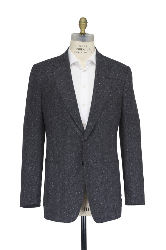 Zegna Black & Dark Gray Herringbone Sportcoat - view 2