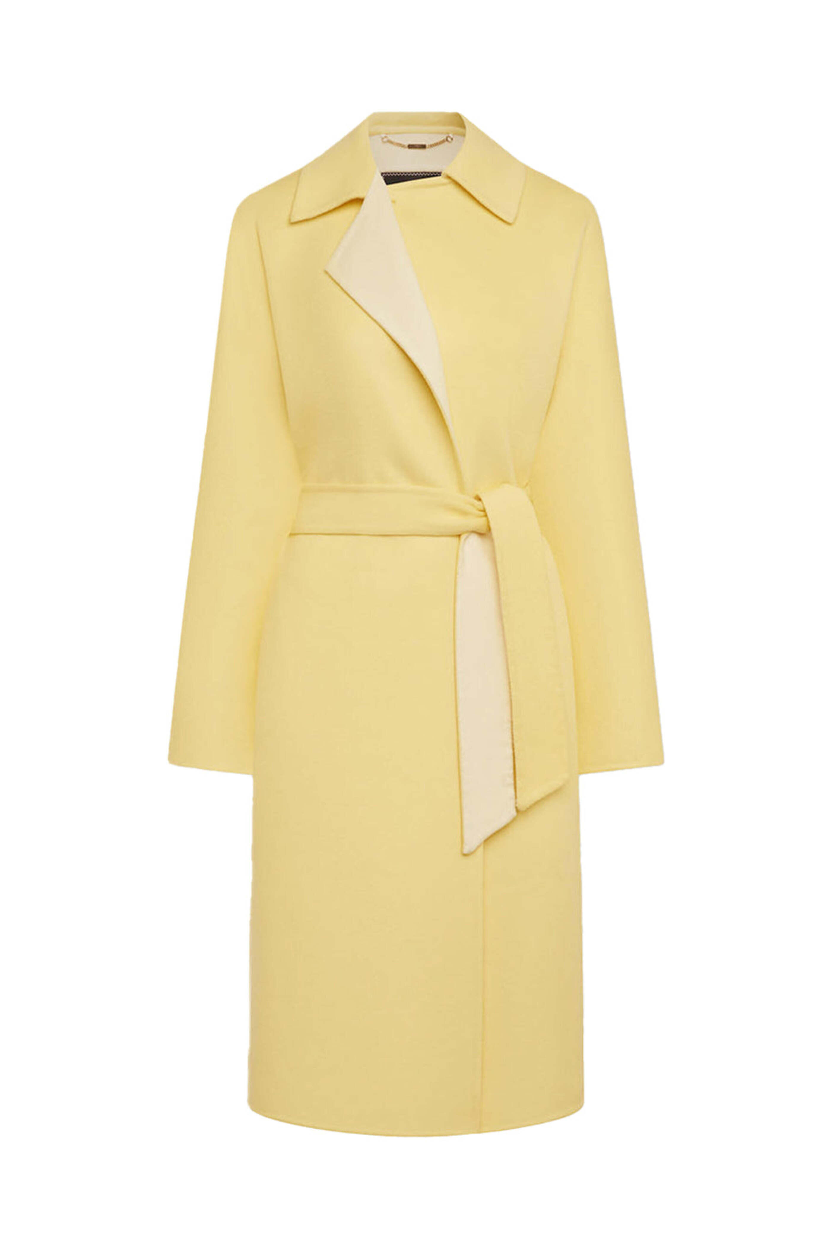 Kiton - Yellow and Cream Belted Cashmere Coat