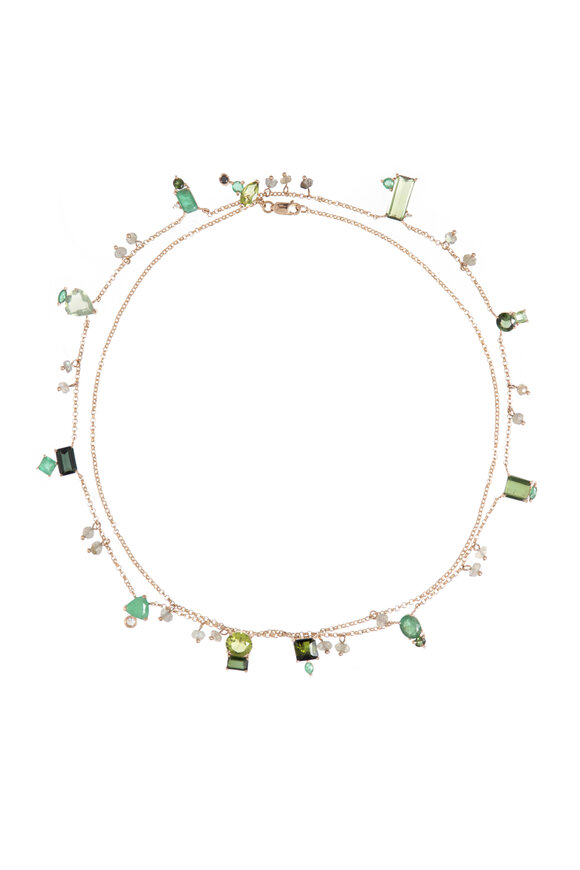Carolina Neves Mixed Green Gemstone Double Necklace