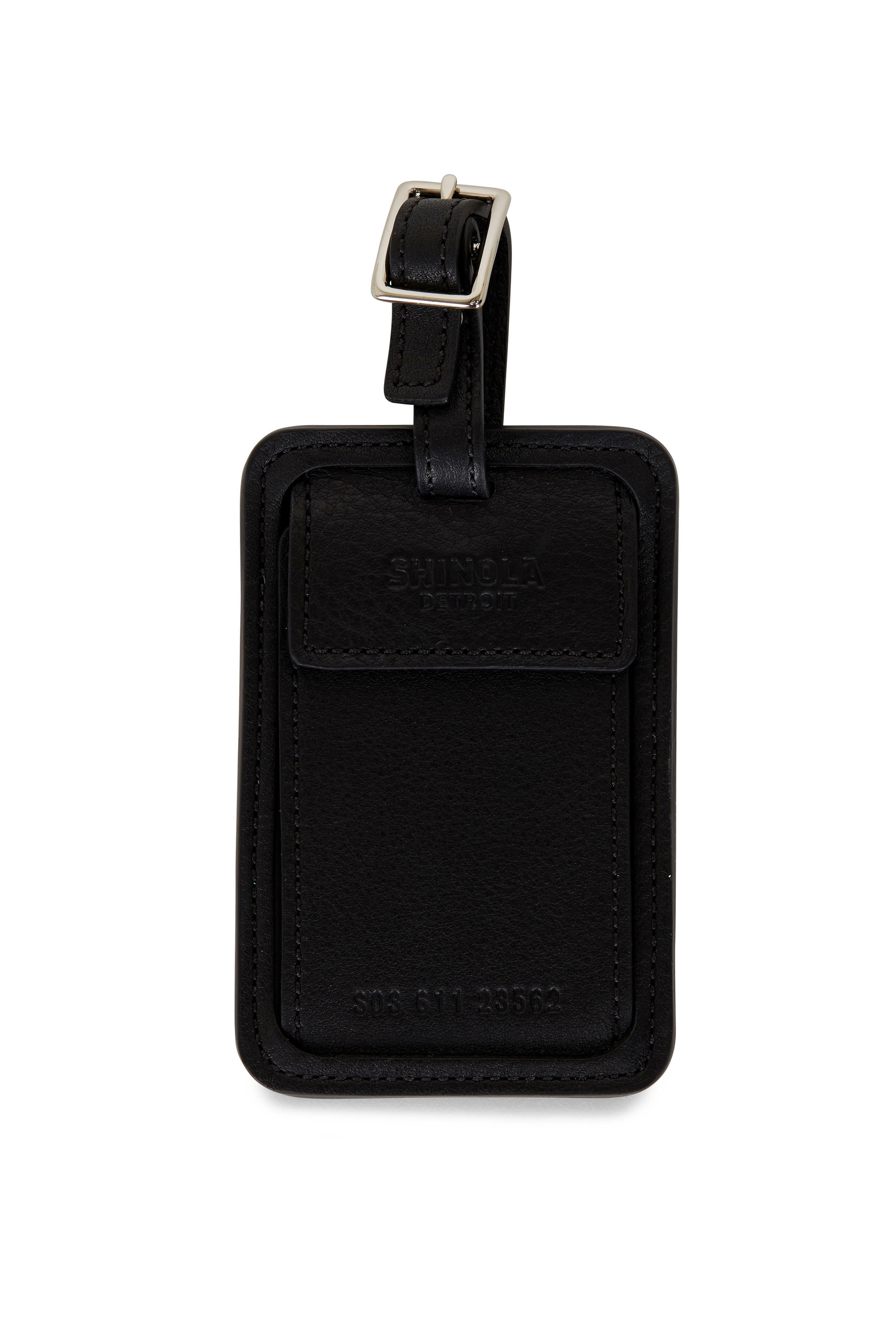 Shinola - Black Leather Luggage ID Tag | Mitchell Stores