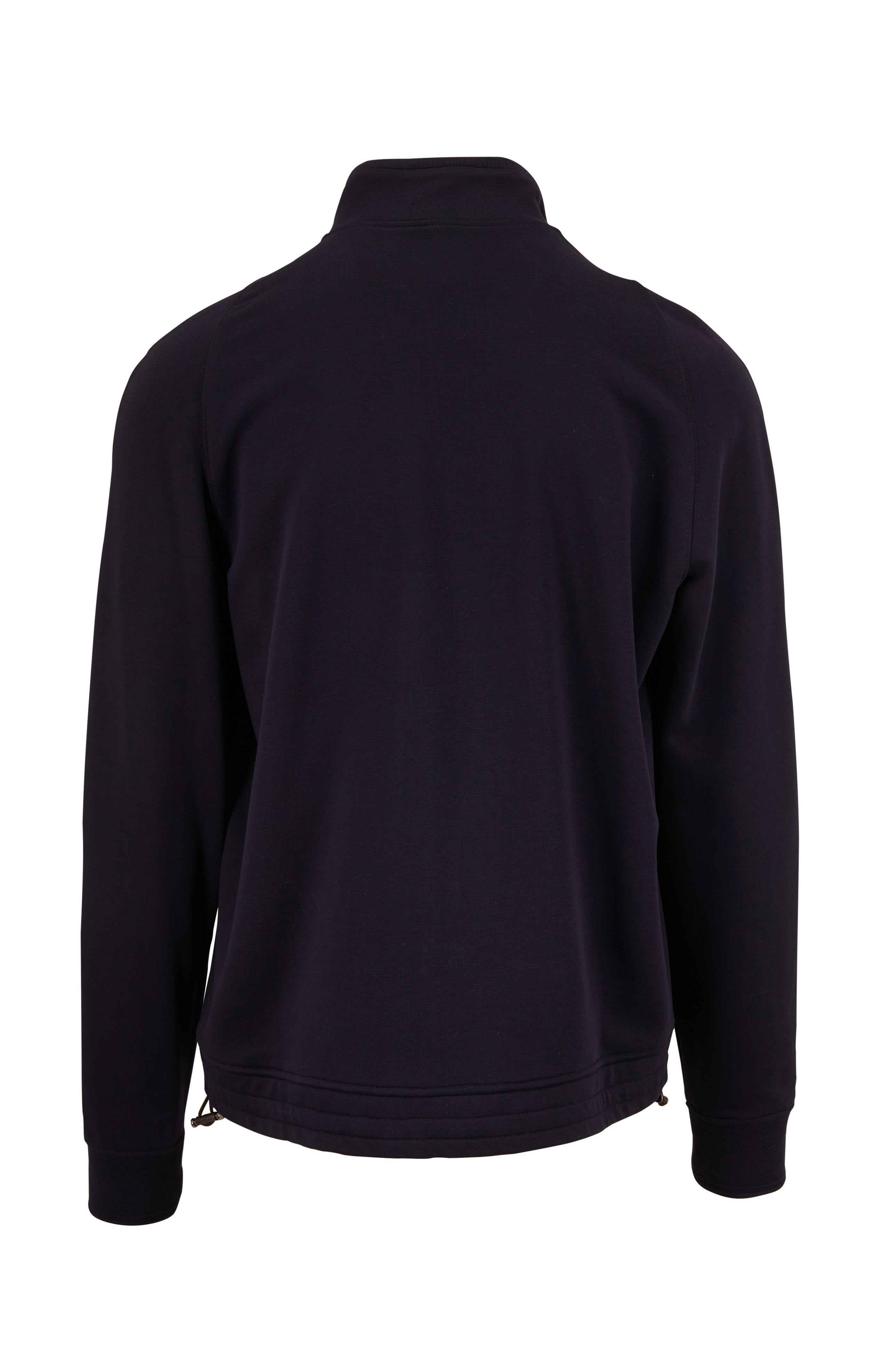 Zegna - Navy Blue Cotton Full-Zip Sweatershirt | Mitchell Stores