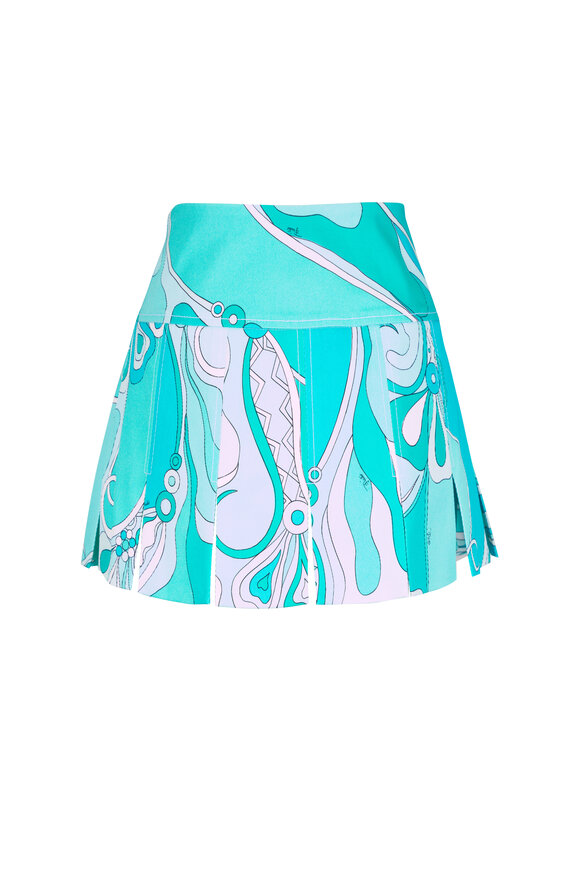 Pucci Orchidee Turquoise Multicolor Gabardine Mini Skirt - view 3
