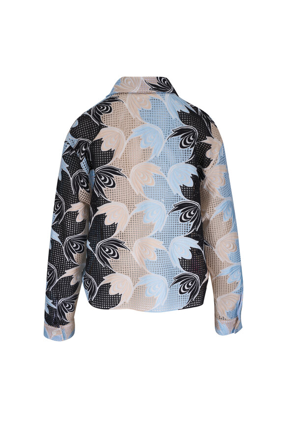 Marni Blue & Black Broderie Anglaise Floral Shirt - view 3