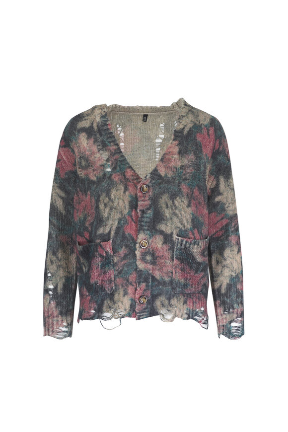 R13 Boy Pink & Green Floral Cashmere Cardigan - view 1
