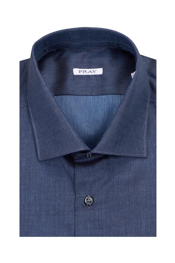 Fray Dark Blue Cotton Sport Shirt - view 1