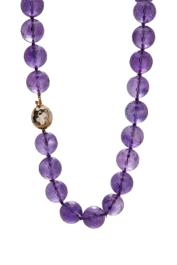 Frank Ancona - Yellow Gold Faceted Amethyst Bead Necklace
