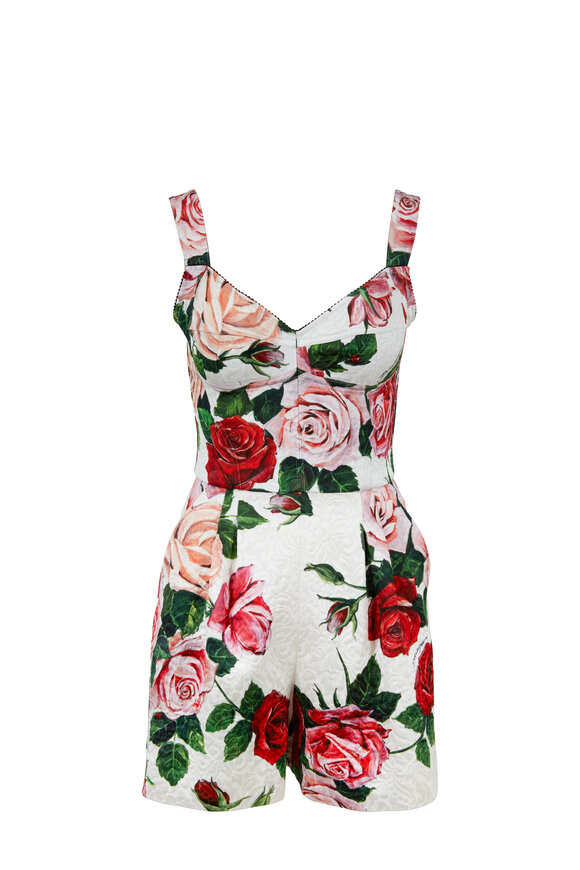 Dolce & Gabbana - Natural Rose Printed Bustier Romper