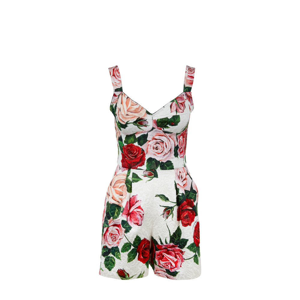 Dolce & Gabbana - Natural Rose Printed Bustier Romper