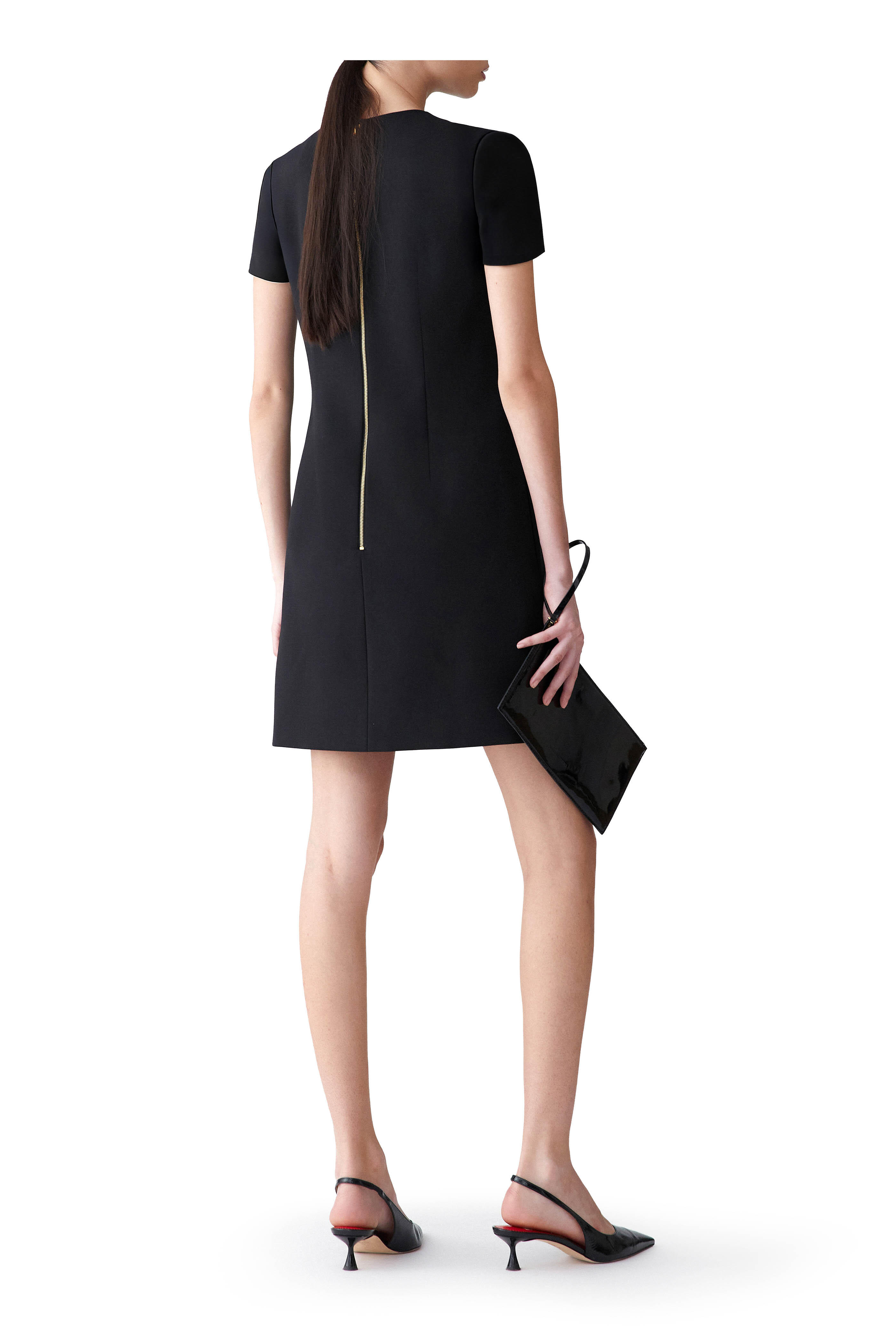 Carolina Herrera - Black Chrysanthemum Embroidered Shift Dress