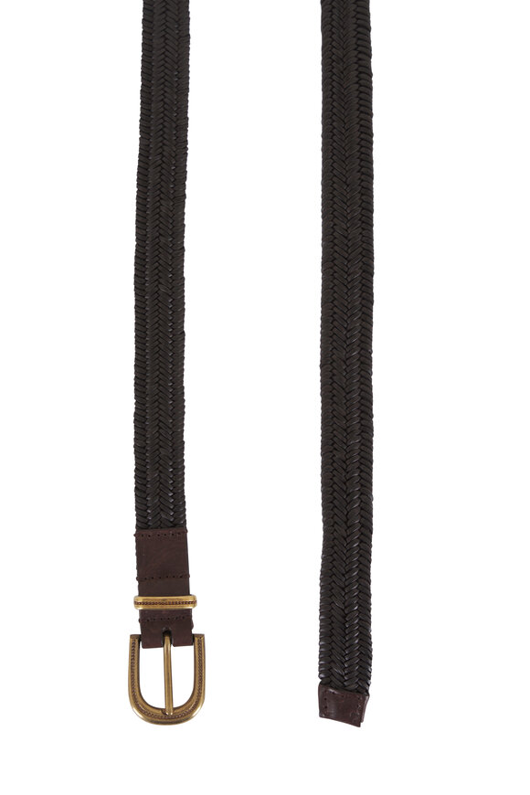 Brunello Cucinelli Brown Stretch Braided Leather Belt - view 2