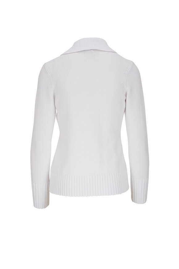 Kinross - White Ribbed Cotton Cardigan