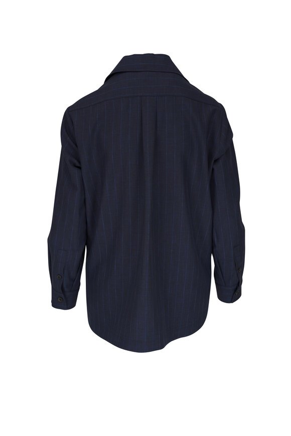 Kiton - Navy Pinstripe Wool Shirt Jacket 