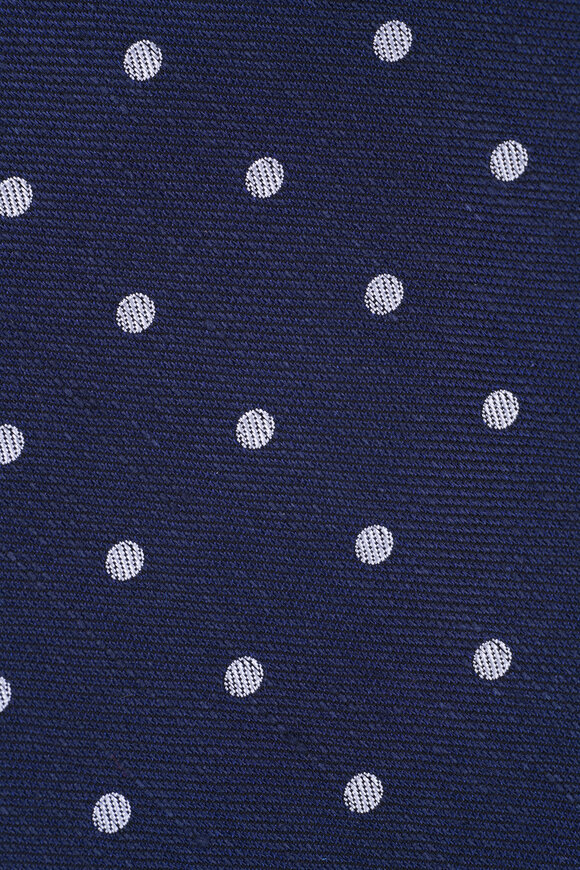 Kiton - Navy Dot Print Necktie