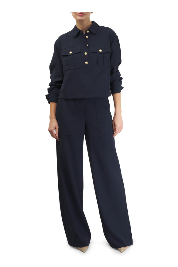 Veronica Beard - Cole Navy Wide Leg Pant