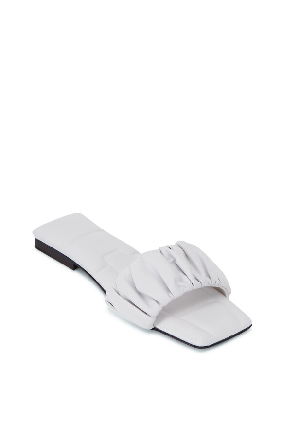 Khaite - Crete White Ruched Leather Slide