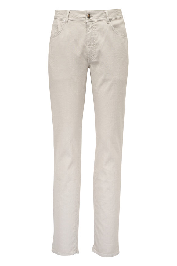Barmas Stone Linen & Cotton Stretch Five Pocket Pant