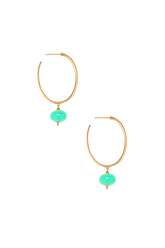 Syna - Yellow Gold Chrysoprase Bead Hoops