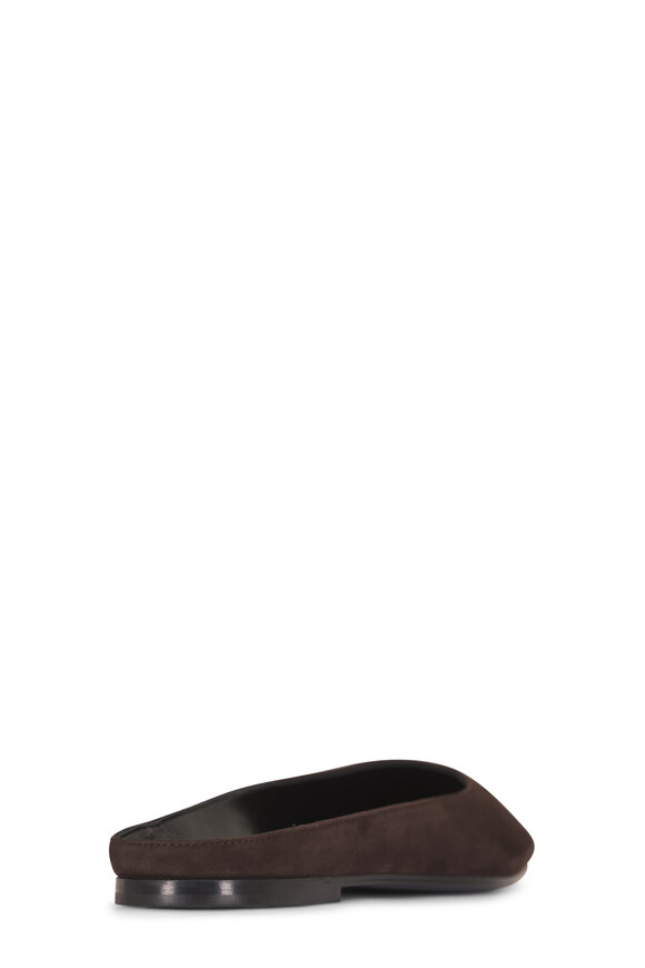 The Row June Lacquer Brown Suede Flat Mule - view 3