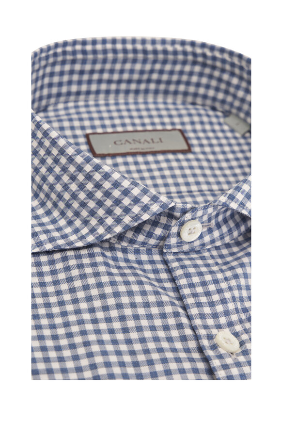 Canali - Blue Check Cotton Sport Shirt