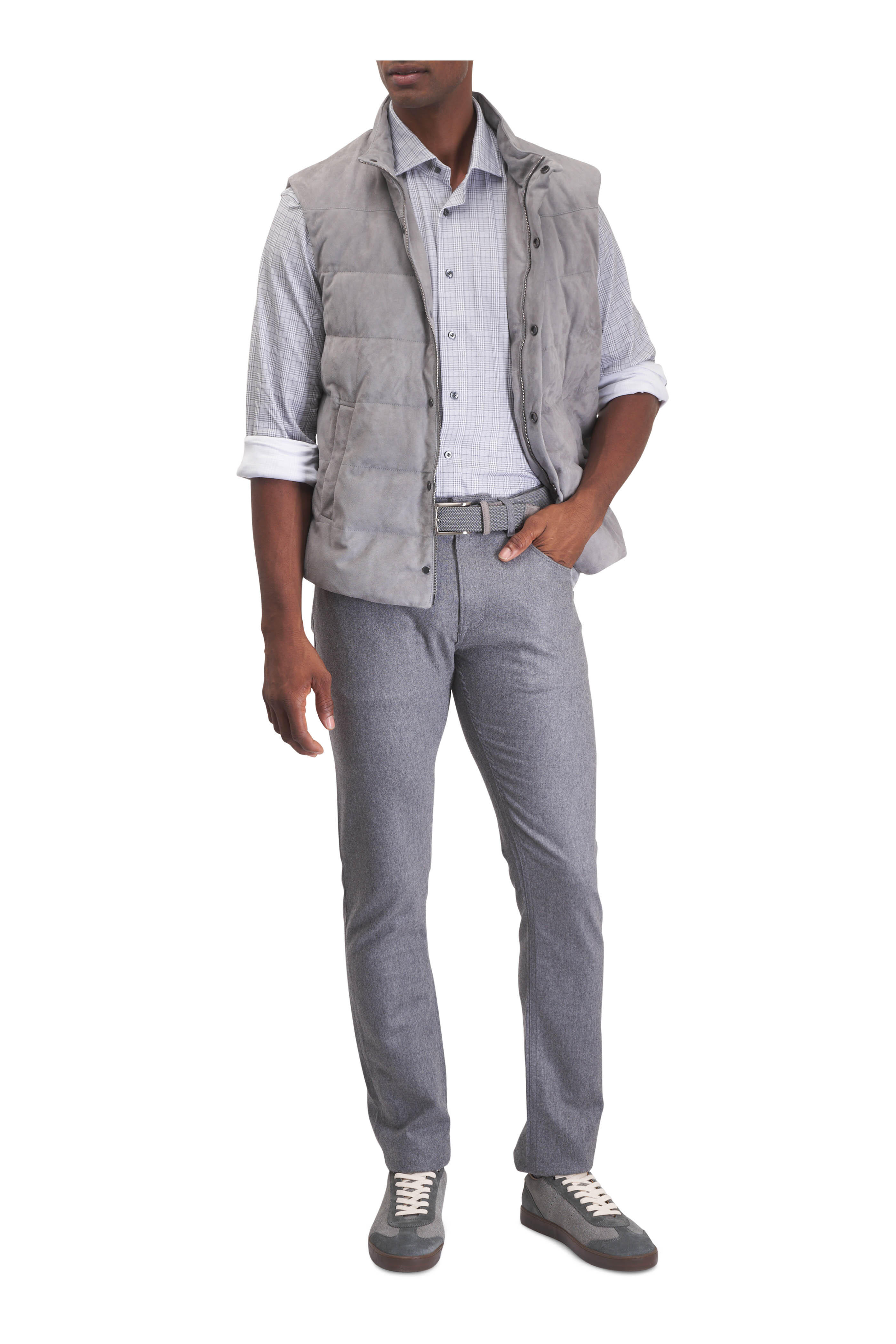 Maurizio Baldassari - Gray Suede Quilted Down Jacket