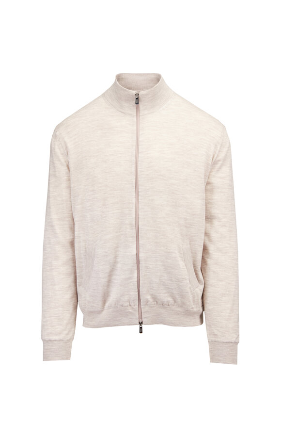 Fedeli Paros Tan Wool Knit Bomber - view 1