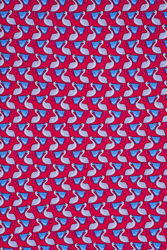 Ferragamo Red Pelican Print Silk Necktie - view 2