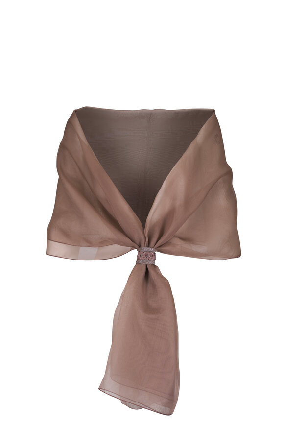 D.Exterior Mocha Silk Organza Shawl - view 1